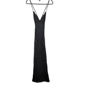 Shein Embroidered Lace V-neck Maxi‎ Dress in black - Size 4 (Small)